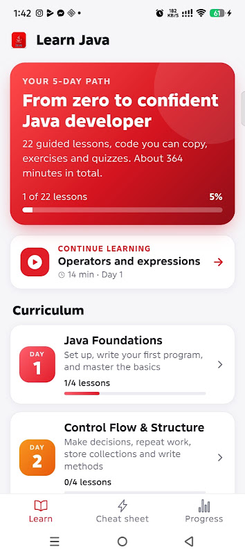 Learn JAVA in just 5 days screenshot 1